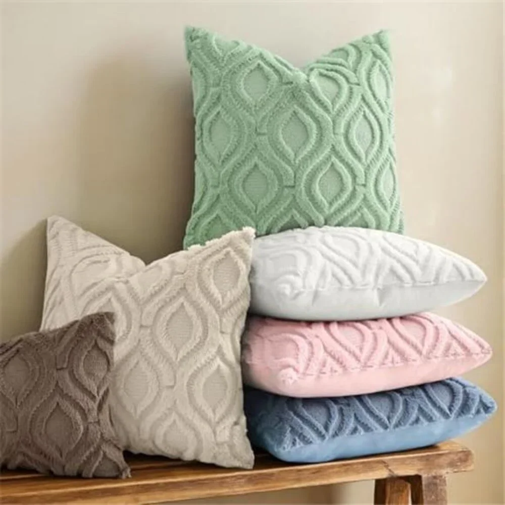 2 Pack Cozy Textured Throw Pillow Covers 18x18 Inch NO INSERT